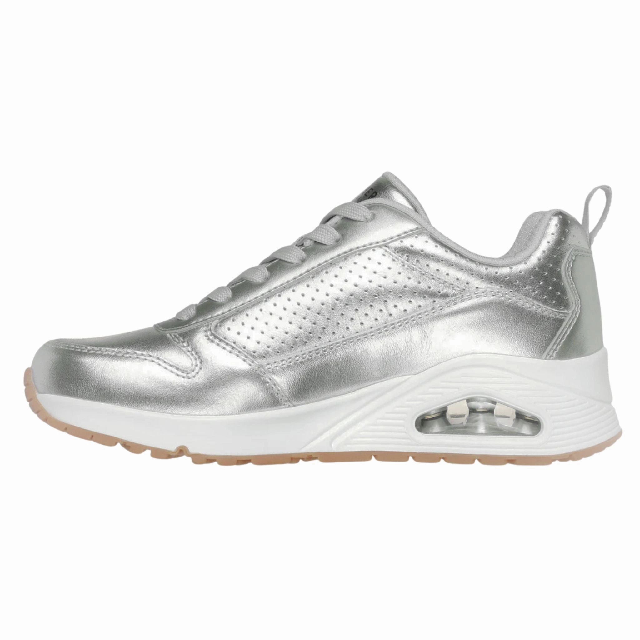 Skechers Women's 177109 Uno Metallixs Silver Casual Shoes Sale Coupon