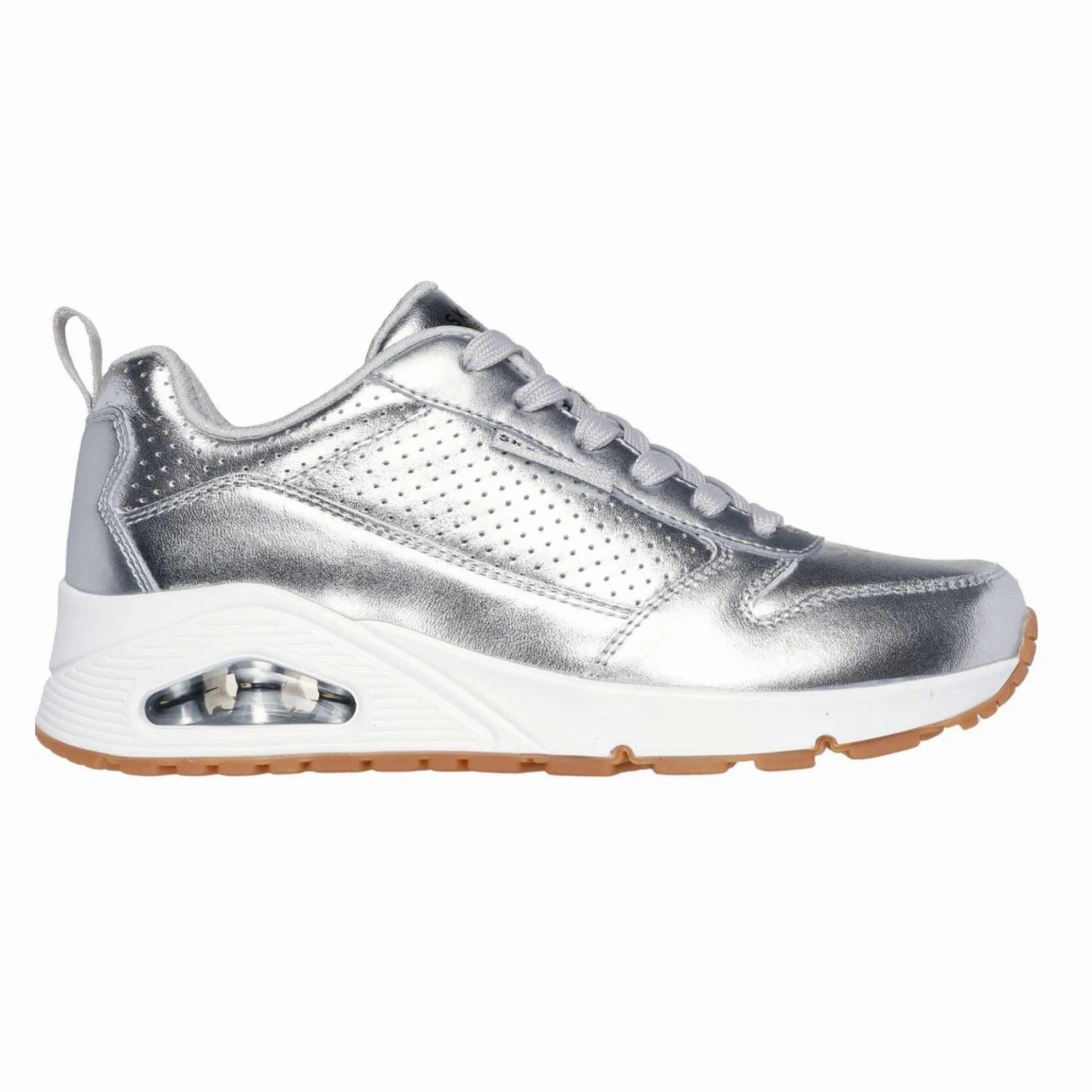Skechers Women's 177109 Uno Metallixs Silver Casual Shoes Washing Shoes In Washing Machine