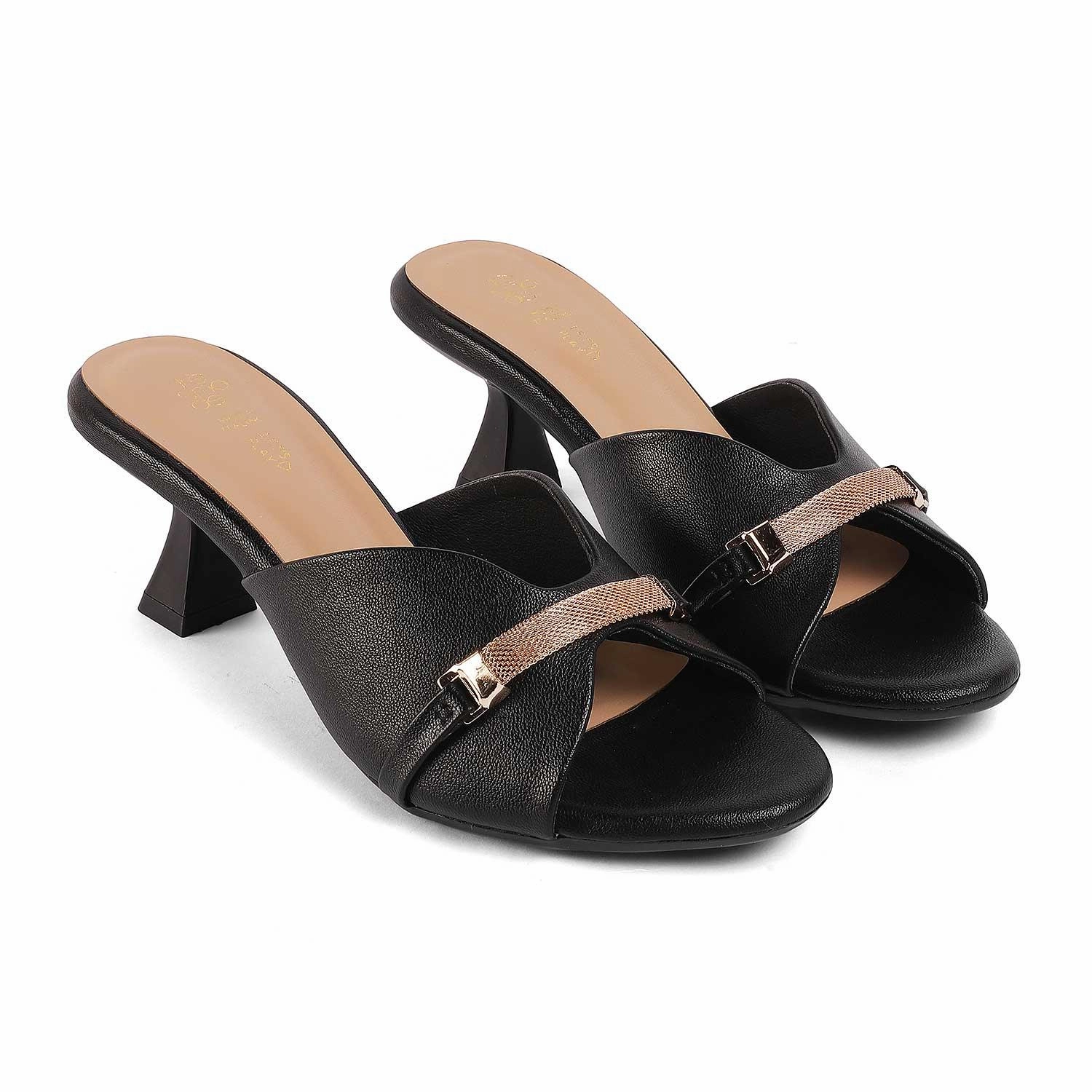 Mexican Sandals Tresmode Trigger Black Women's Dress Heel Sandals