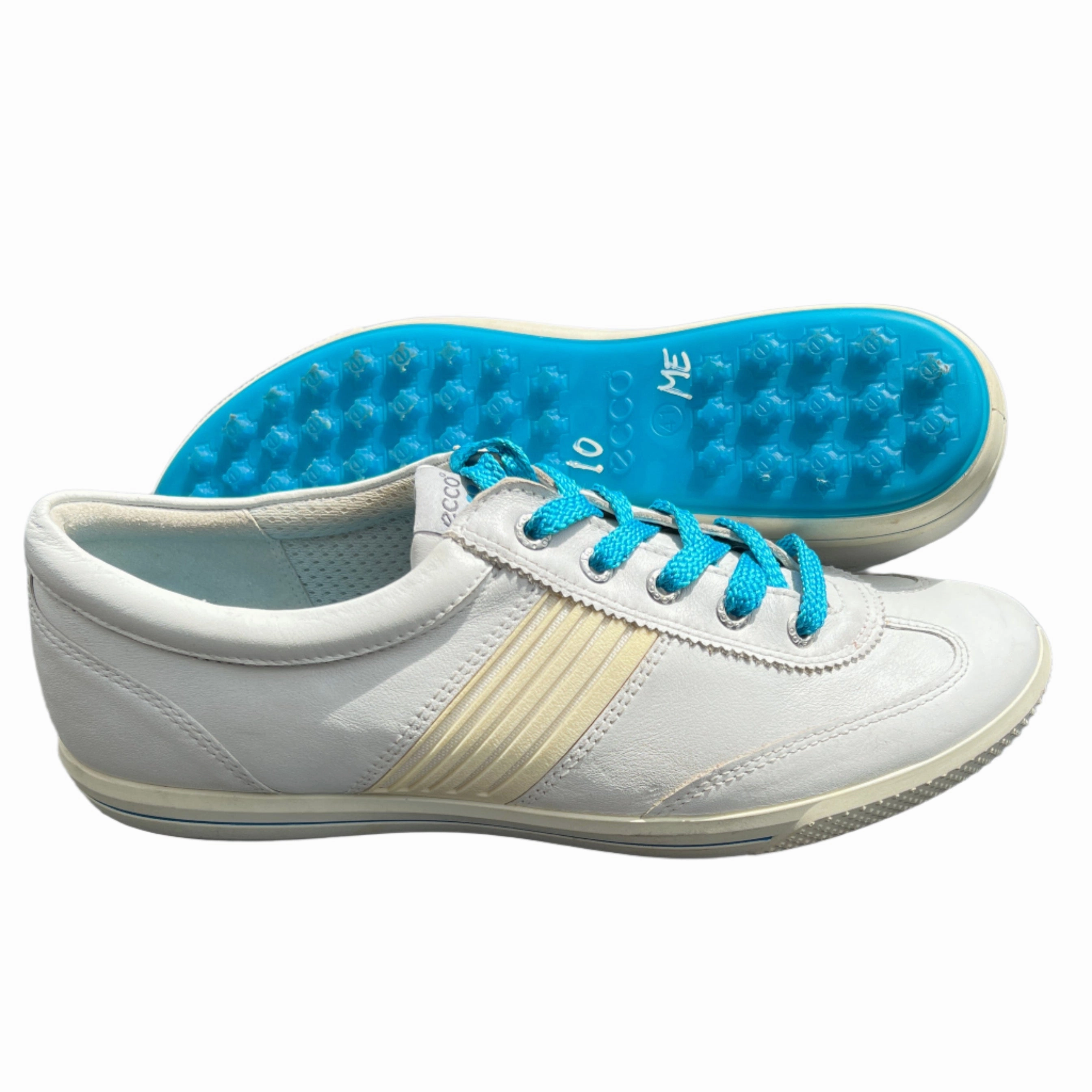 Naples Fl Womens Ecco Spikeless Golf Shoe 41EU White/Blue Hydrowmax  Leather