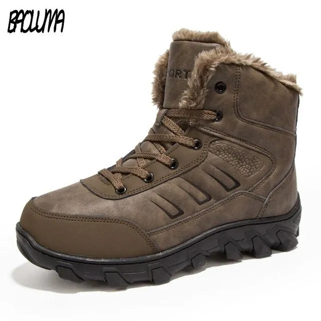 Genuine Leather Men Winter Boots Combat Ankle Boots Work Breathable Durable Men Army Forces Rubber Mid-calf High Top Boots Shoes Am Chelsea Boots