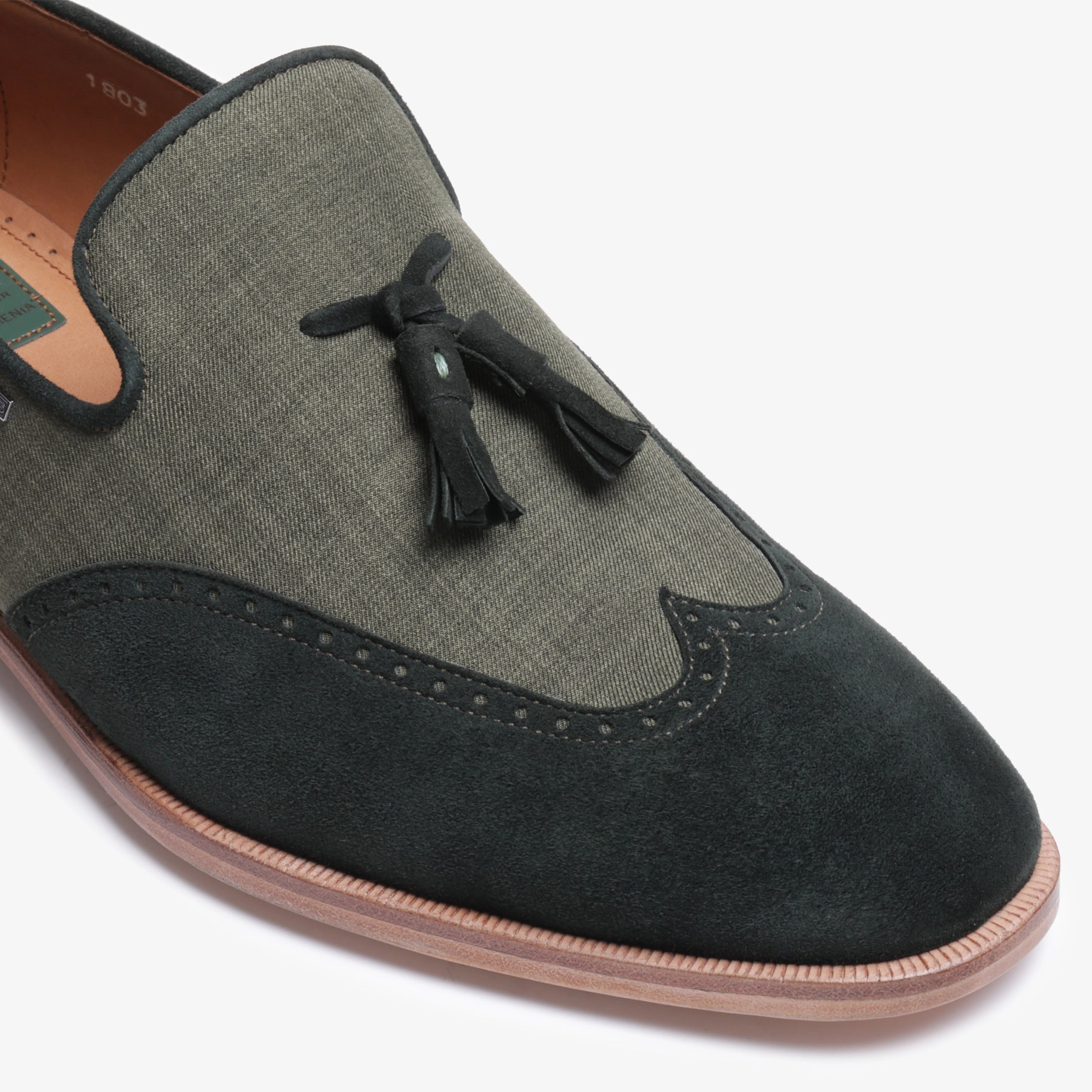 Mens Green Linen Fiber Tassel Loafers Loafers And Tights
