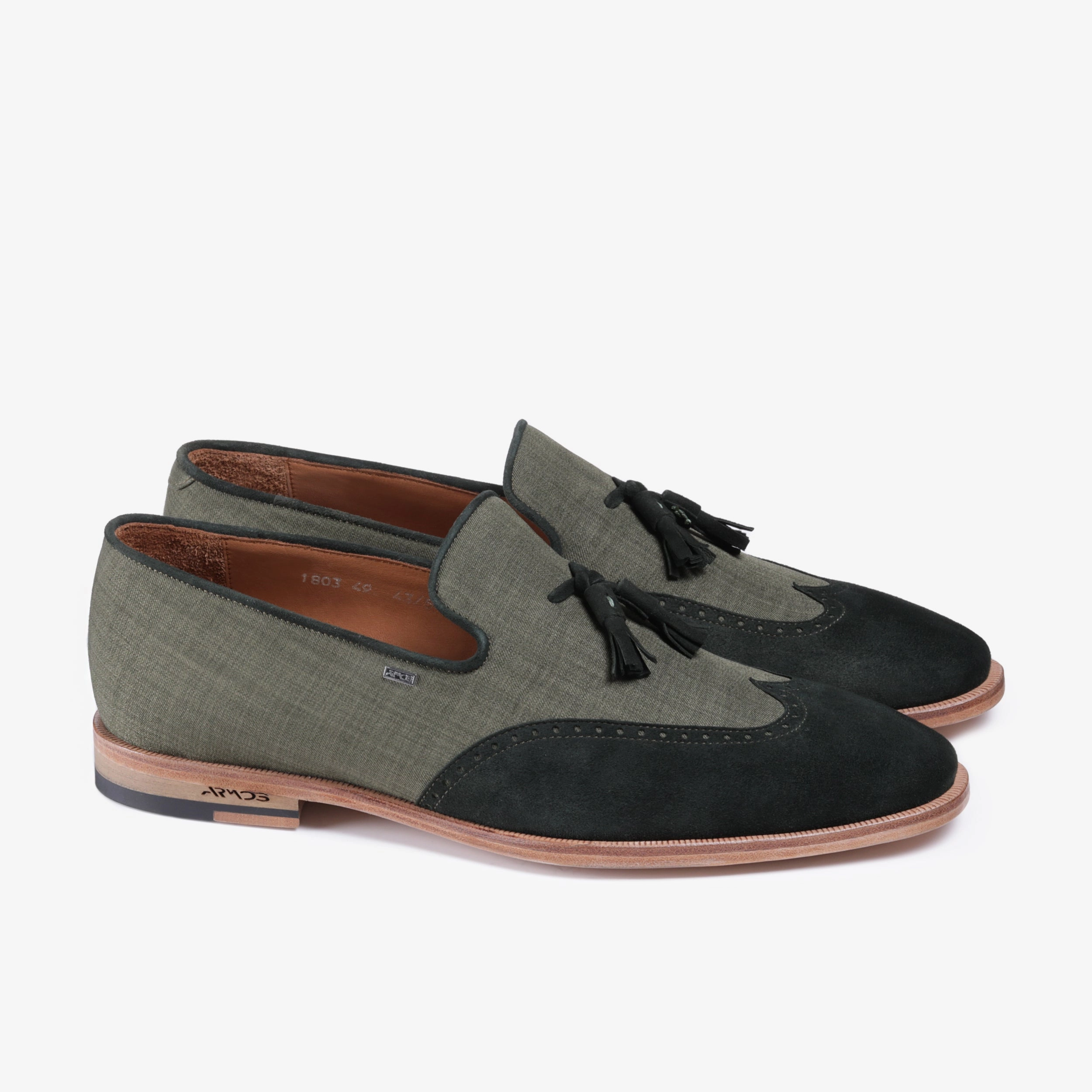 Mens Green Linen Fiber Tassel Loafers Haruta Loafers Near Me