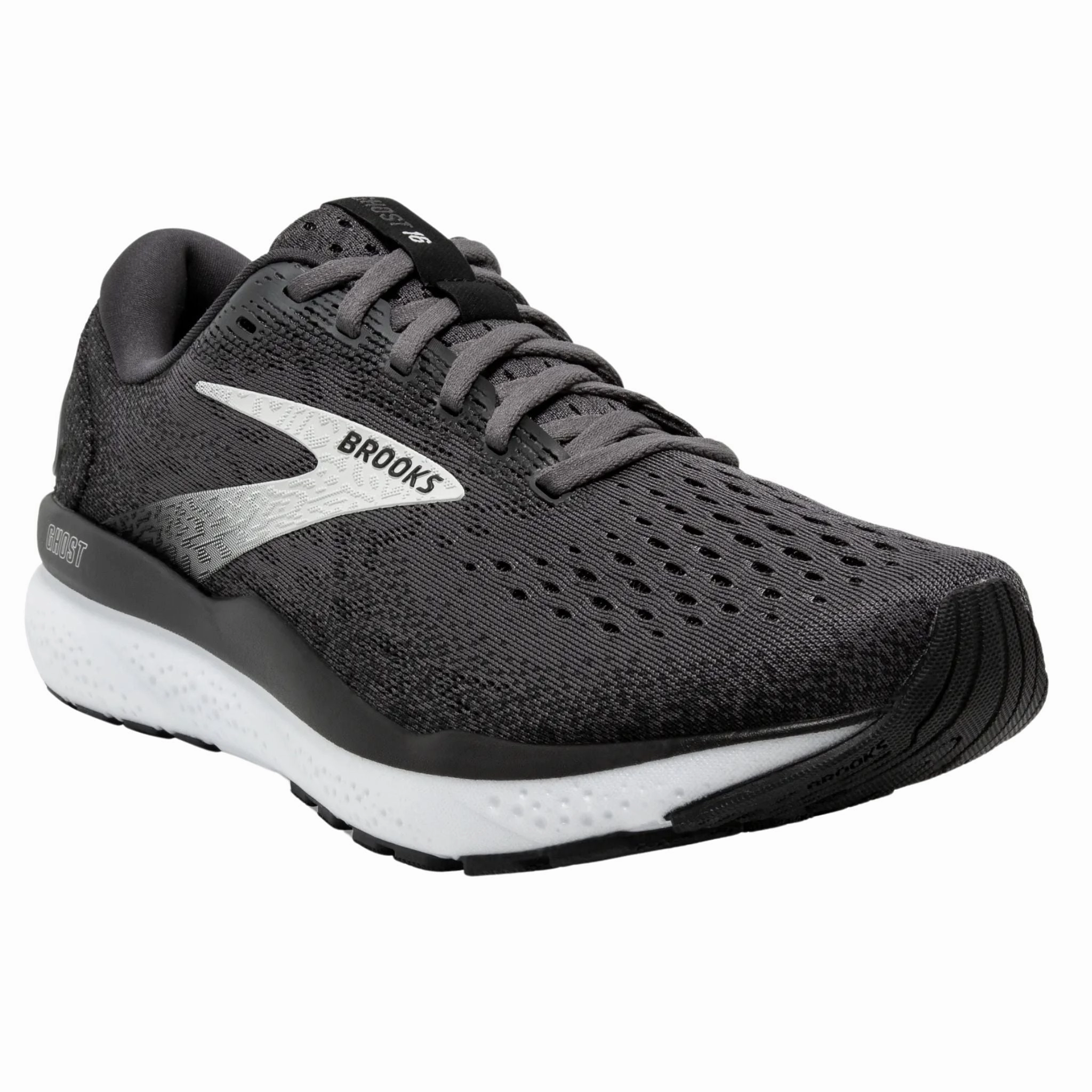 Brooks Men's 110418 090 Ghost 16 Black Grey White Cushion Support Running Shoes Kuru