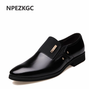 NPEZKGC Men Dress Shoes Slip-on Black Oxford Shoes For Men Flats Leather Fashion Men Shoes Breathable Comfortable Zapatos Hombre Oxford Brogues