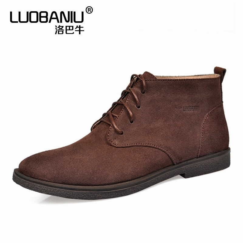 US SIZE 12 13 Nubuck Leather Casual Lace Up Desert Chukka Ankle Boots Mens Formal Dress Oxford Winter Cotton Shoes Brown Suede Boots Ankle