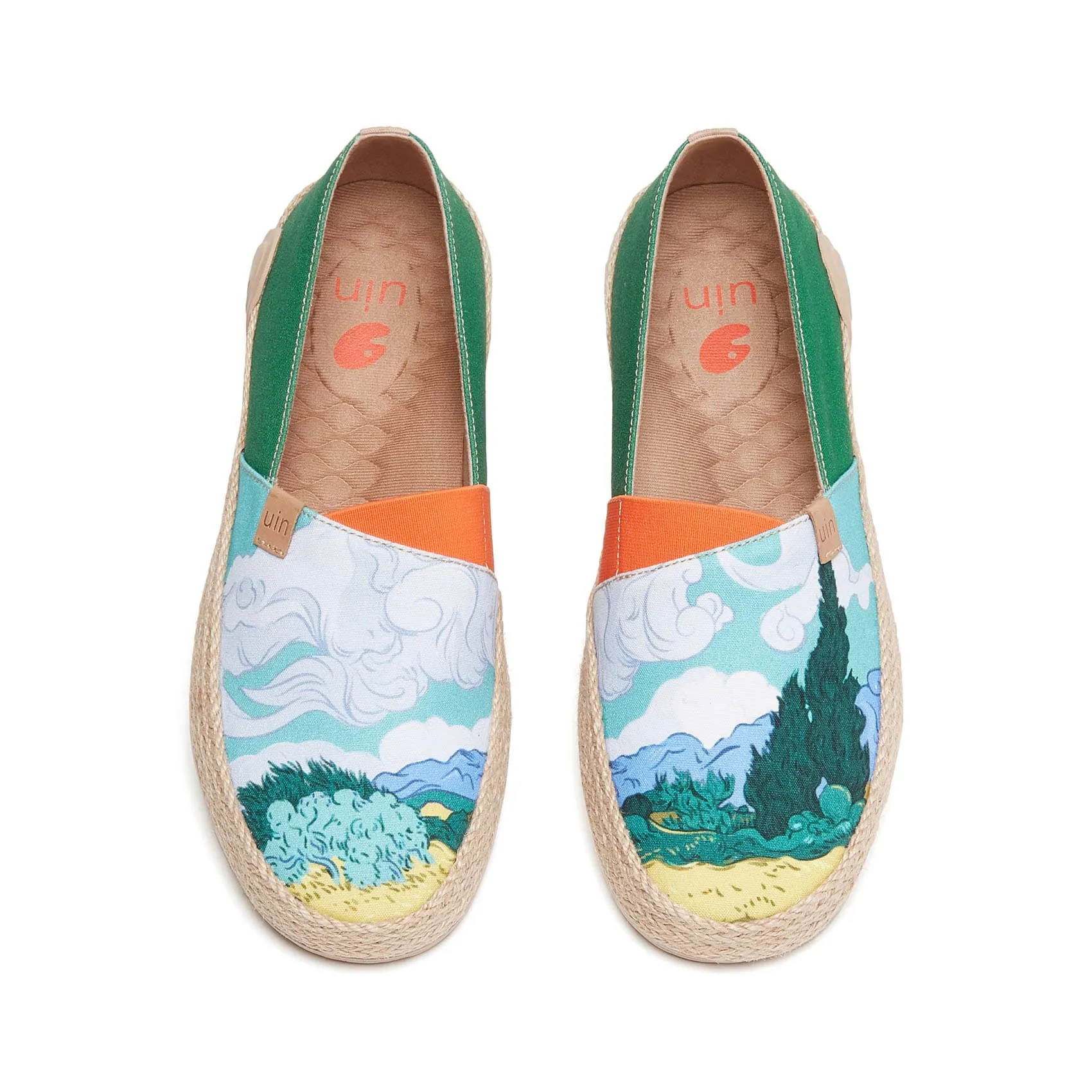 Floral Espadrilles Van Gogh Wheatfield with Cypresses Marbella I Women