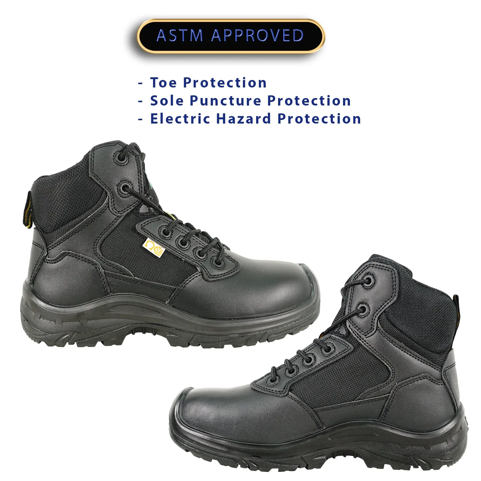 VANGELO Men Work Safety Boot ETHAN-3 CSA Certified Steel Toe Protection Black Size 13 Work Boots
