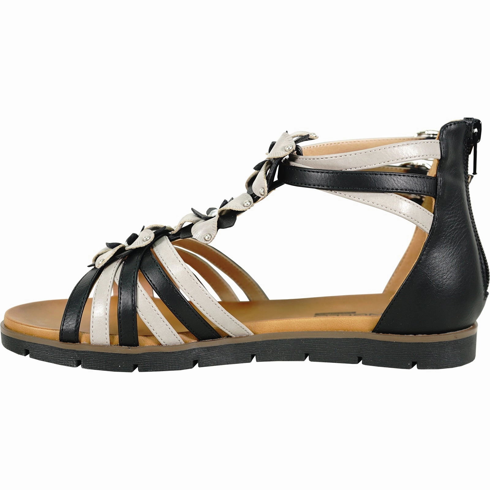 VANGELO Women Sandal LILA Comfort Flat Sandal Black Sandals Disguise Bunions