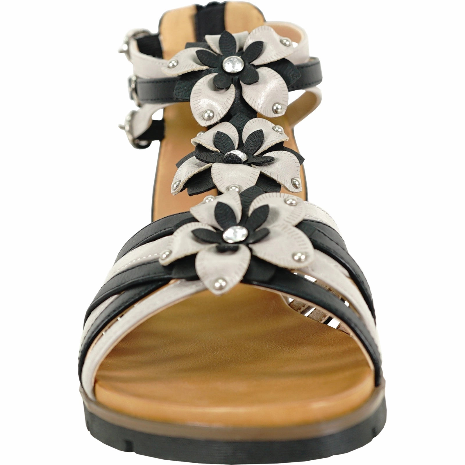 VANGELO Women Sandal LILA Comfort Flat Sandal Black Neuropathy Sandals