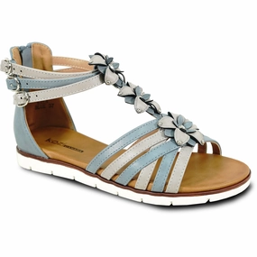 Cork Wedge Sandals VANGELO Women Sandal LILA Comfort Flat Sandal Blue
