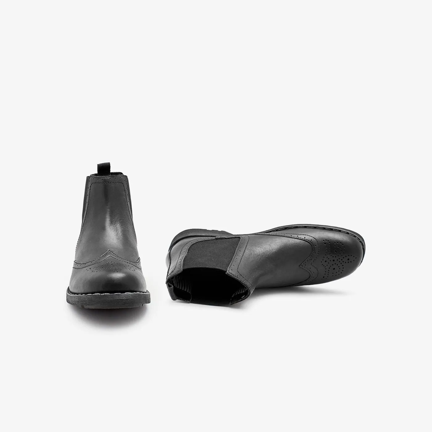 Mens Chelsea Leather Boots 2976 Yellow Stitch Smooth Leather Chelsea Boots