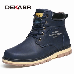 DEKABR Brand Hot Newest Keep Warm Winter Boots Men High Quality pu Leather Wear Resisting Casual Shoes Working Fashion Men Boots Stiletto Ankle Boots Suede