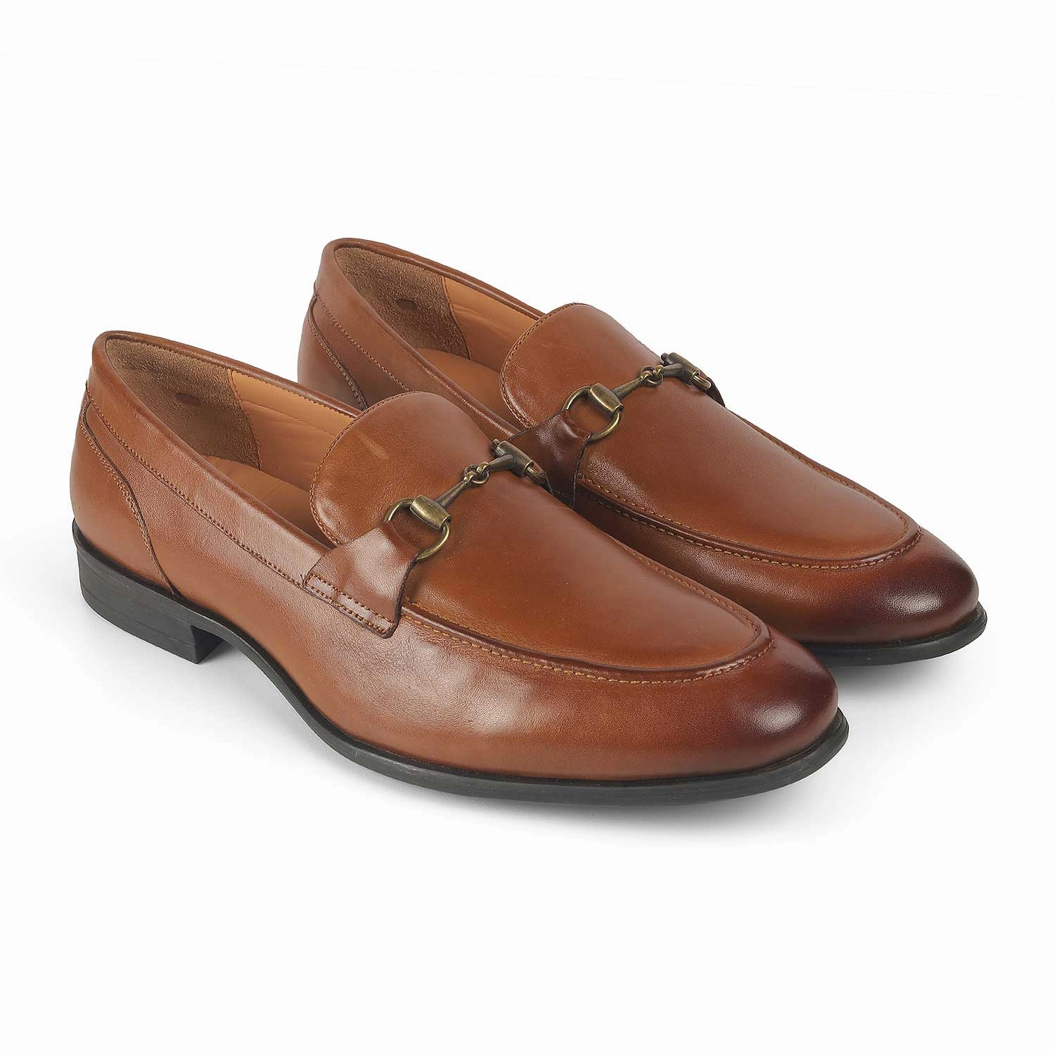 Men Loafers Tresmode Pierre Tan Men's Leather Horse-bit Loafers