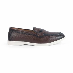 Tresmode Federer Brown Men's Penny Leather Driving Loafers Pascucci Loafers
