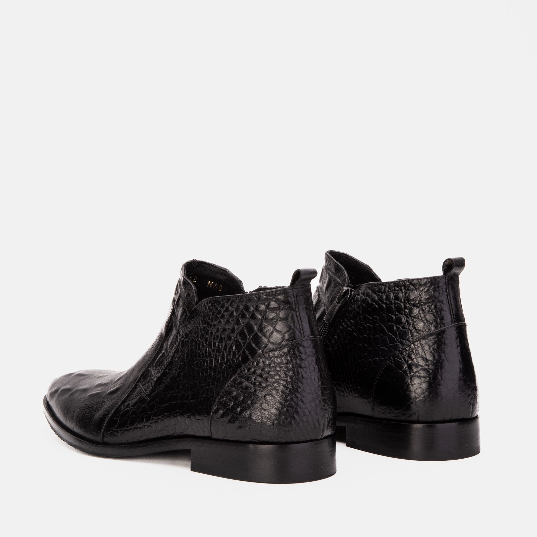 Indoor Ankle Boots The Randor Black Crocodile Leather Side-Zip Dress Ankle Men Boot