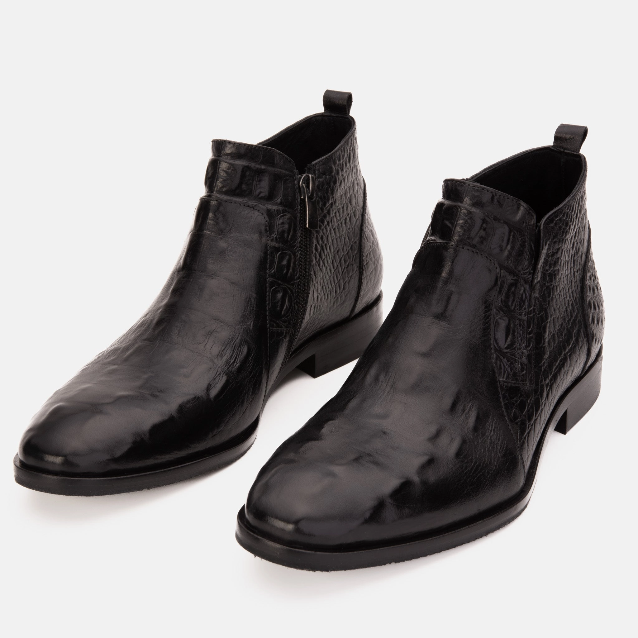 Ankle Boot Medical Near Me The Randor Black Crocodile Leather Side-Zip Dress Ankle Men Boot