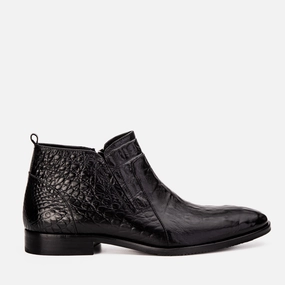 Moda Wedge Ankle Boots The Randor Black Crocodile Leather Side-Zip Dress Ankle Men Boot