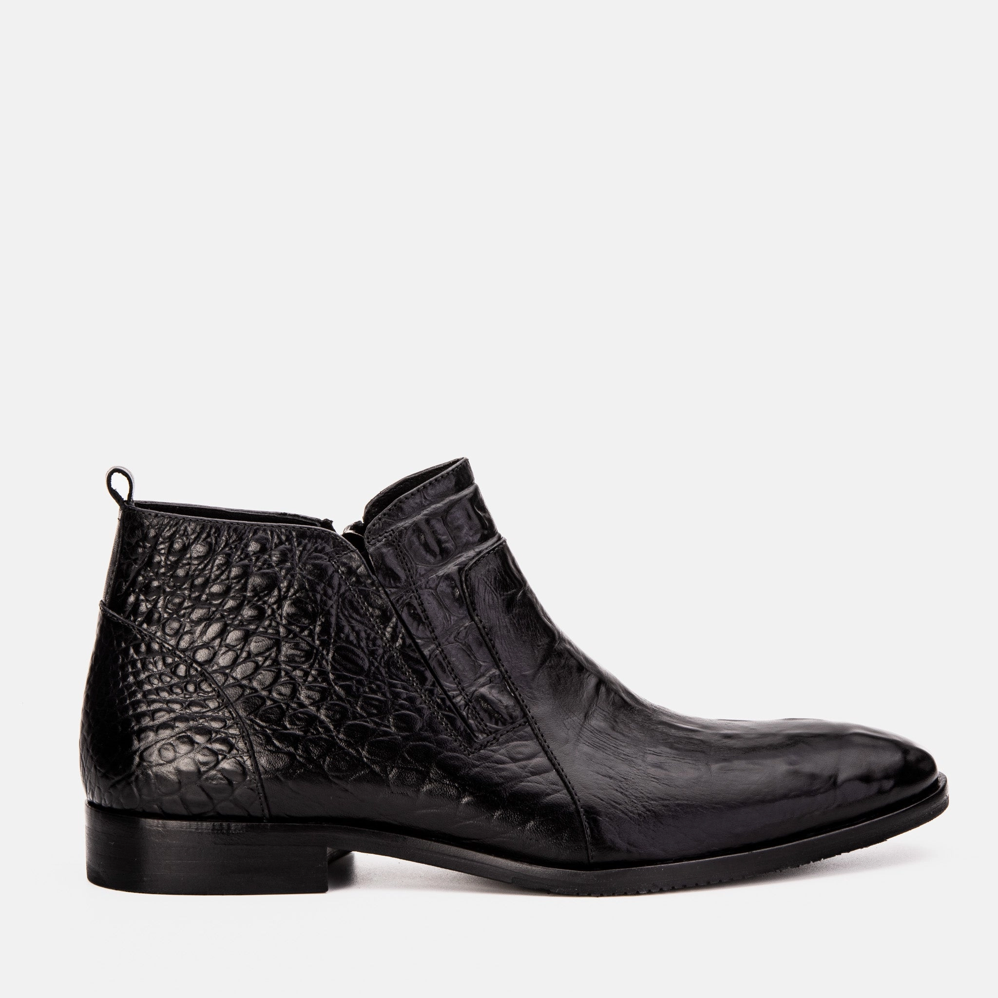 House Of Fraser Ankle Boots The Randor Black Crocodile Leather Side-Zip Dress Ankle Men Boot