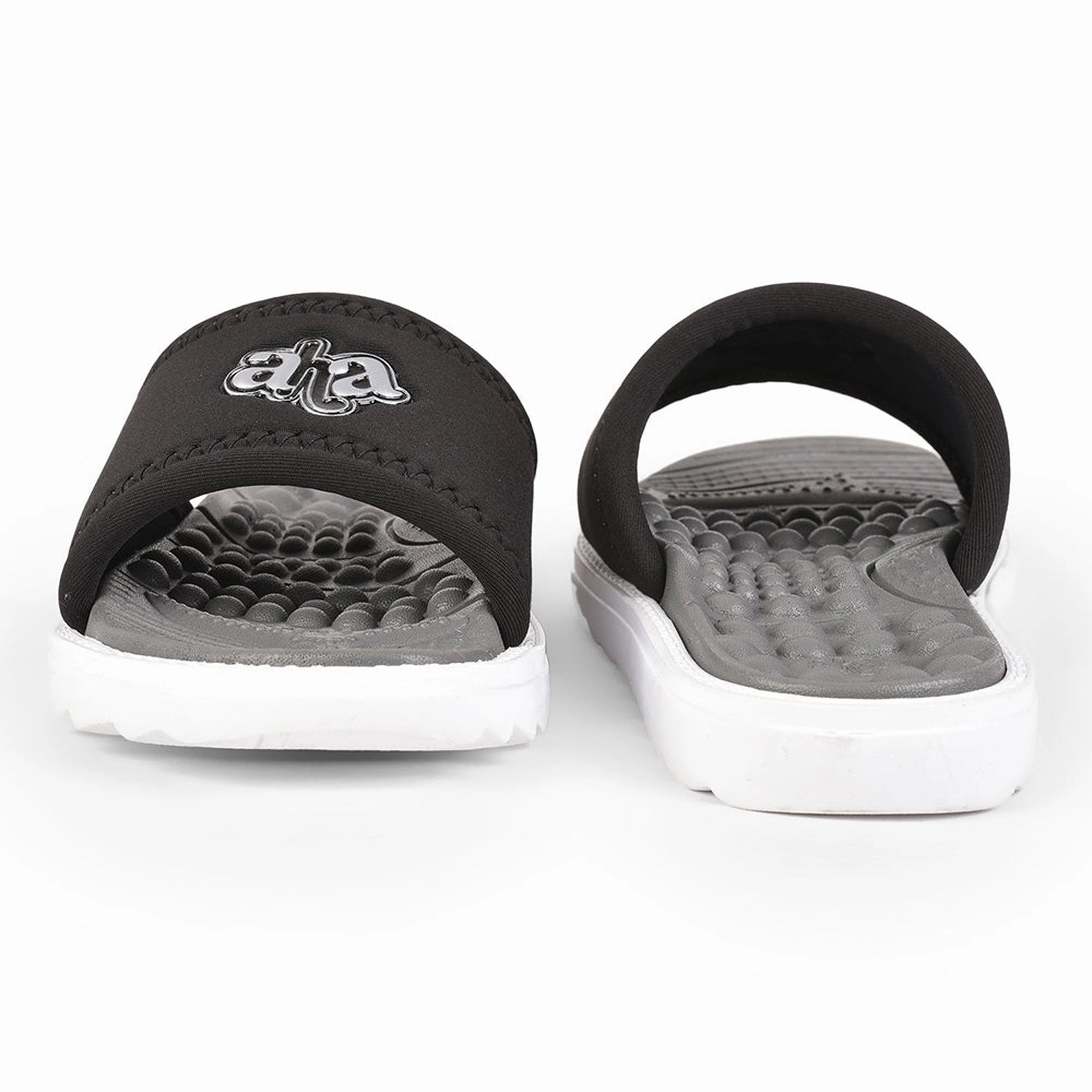 A-HA By Liberty Black Slides For Women WAGAS-10 Slippers With Sparkles
