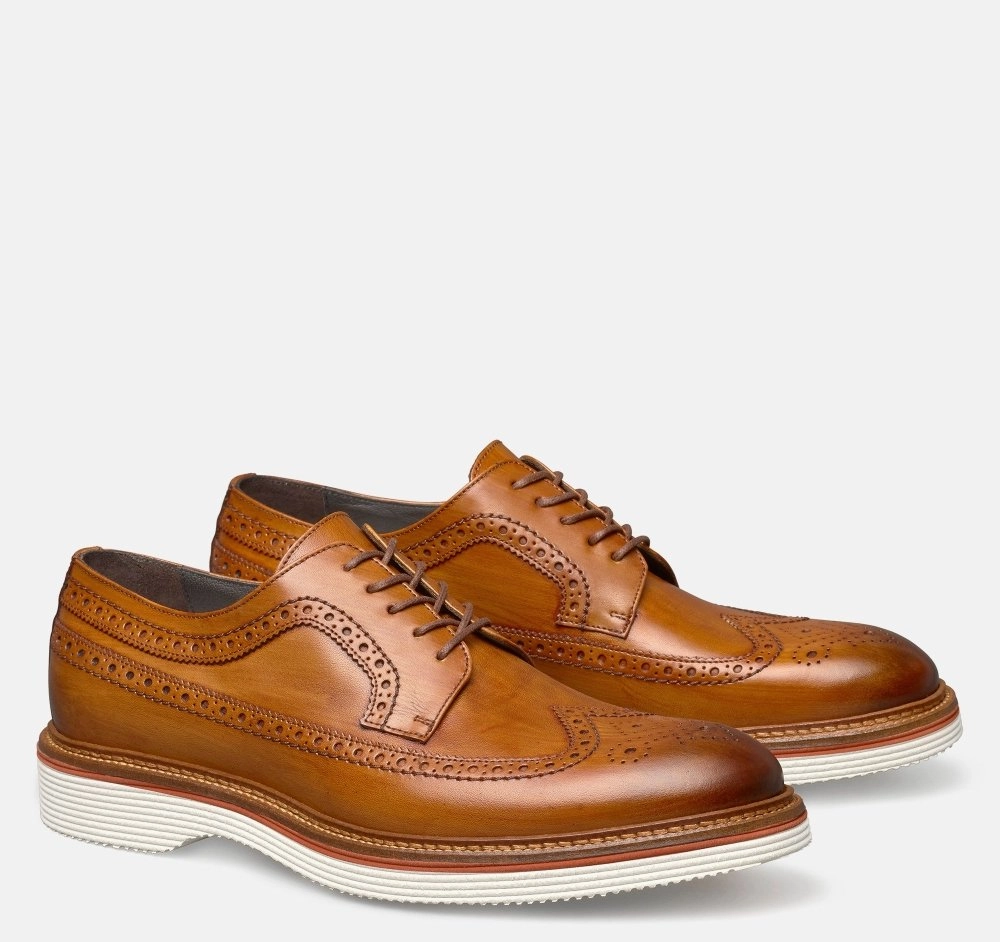 Johnston & Murphy Men's Jenson Longwing - Tan Corcoran Oxfords