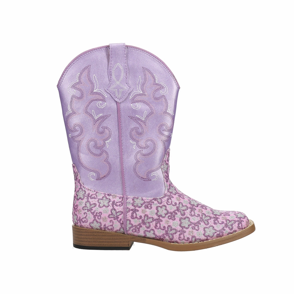 Floral Glitter Square Toe Cowboy Boots (Little Kid-Big Kid) Boots Costume