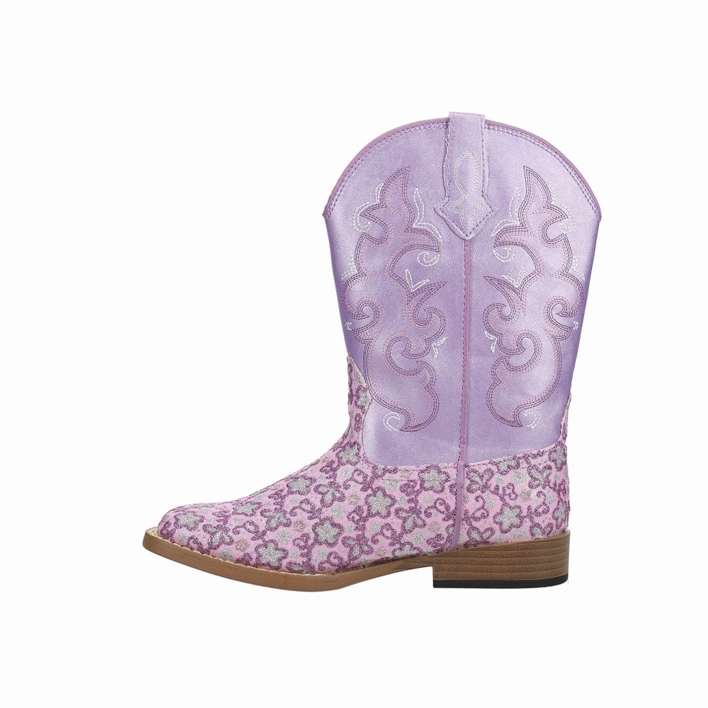 Floral Glitter Square Toe Cowboy Boots (Little Kid-Big Kid) Touring Ski Boots