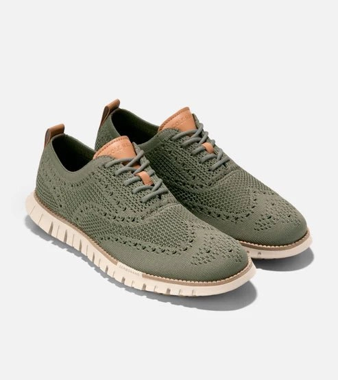 Cole Haan Men's ZEROGRAND Remastered Stitchlite Wingtip - Dusty Olive/Natural Shoe Stores Oxford