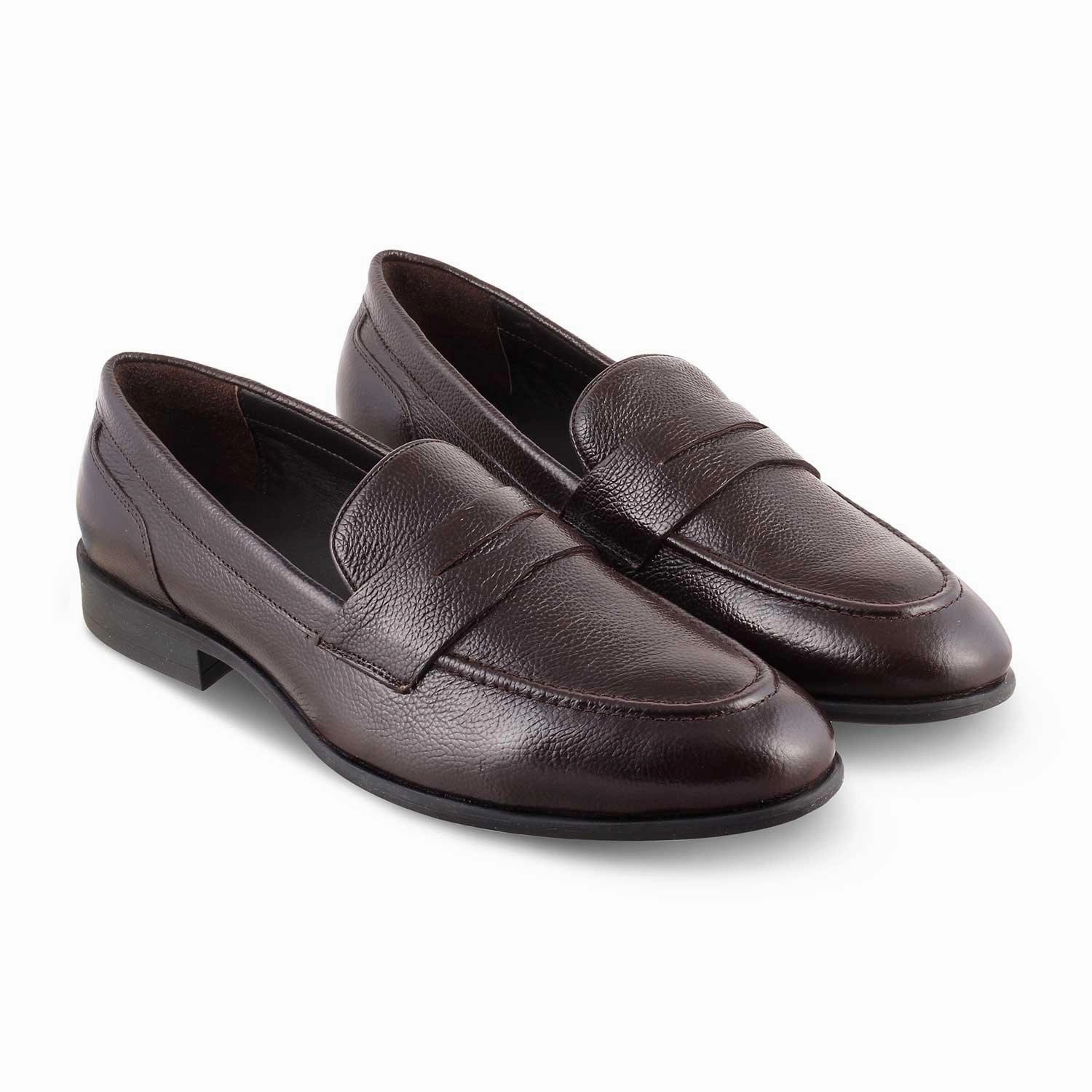 The Paris Brown Men's Leather Penny Loafers Tresmode Thin White Socks For Loafers