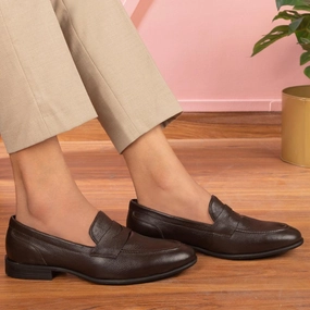 The Paris Brown Men's Leather Penny Loafers Tresmode Brogue Loafers