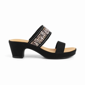 Tresmode Athn Black Women's Dress Block Heel Sandals Summer Sandals