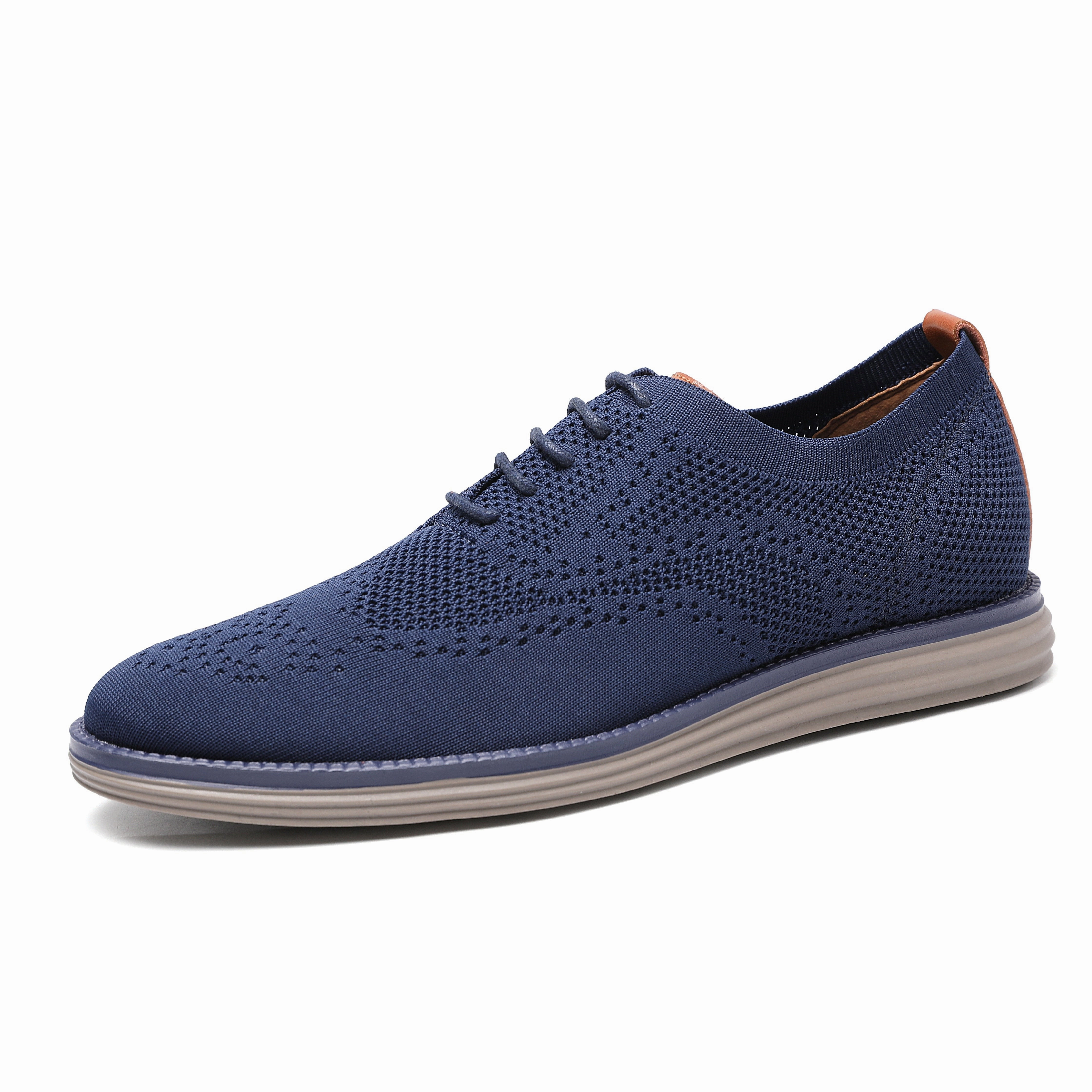 Tan Plain Toe Oxfords West Louis Breathable Knitted Mesh Lightweight Casual Shoes