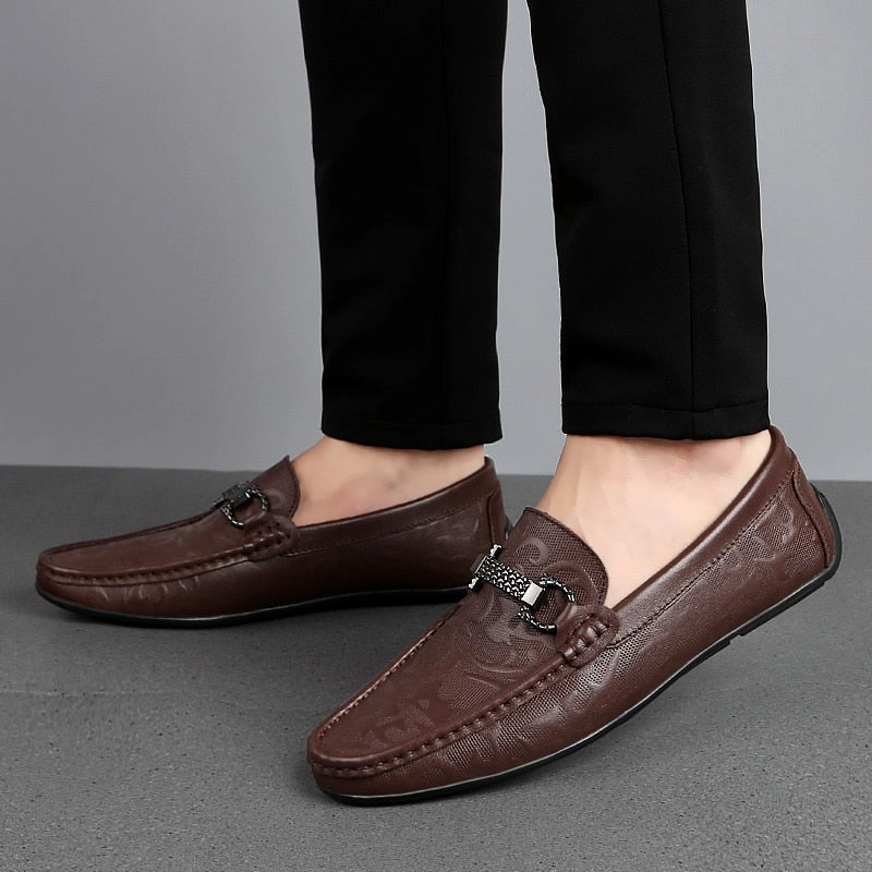 West Louis Designer Unique Pattern Leather Mocassins Tie Loafers