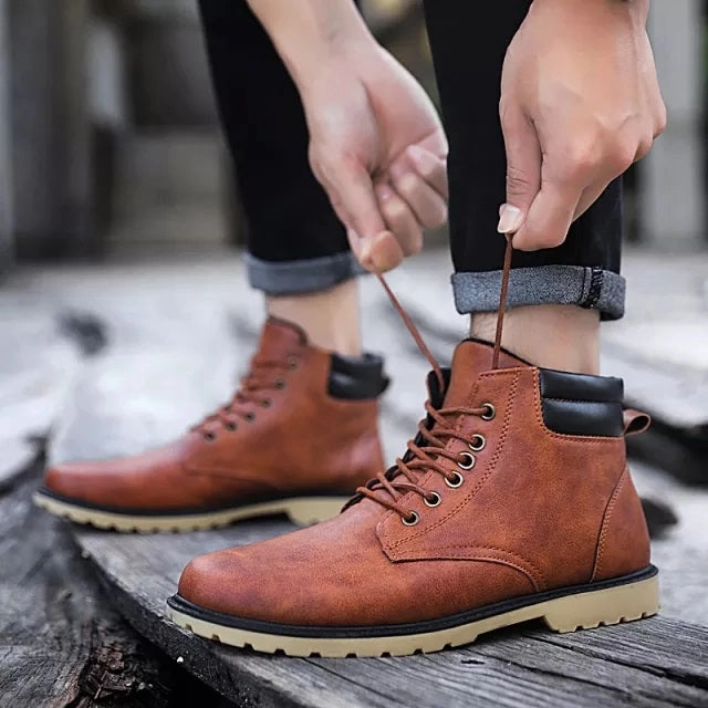 West Louis High-top Lace-Up Martin Boots Vista Wedge Ankle Boots