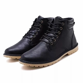 Ankle Boots With Fur Lining West Louis High-top Lace-Up Martin Boots