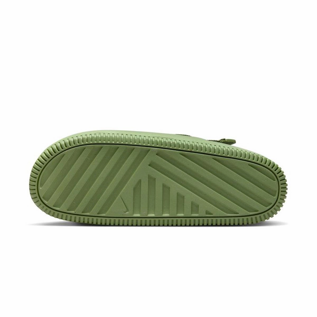 Wmn's Mule Nike Calm 'Oil Green' Slippers On Feet