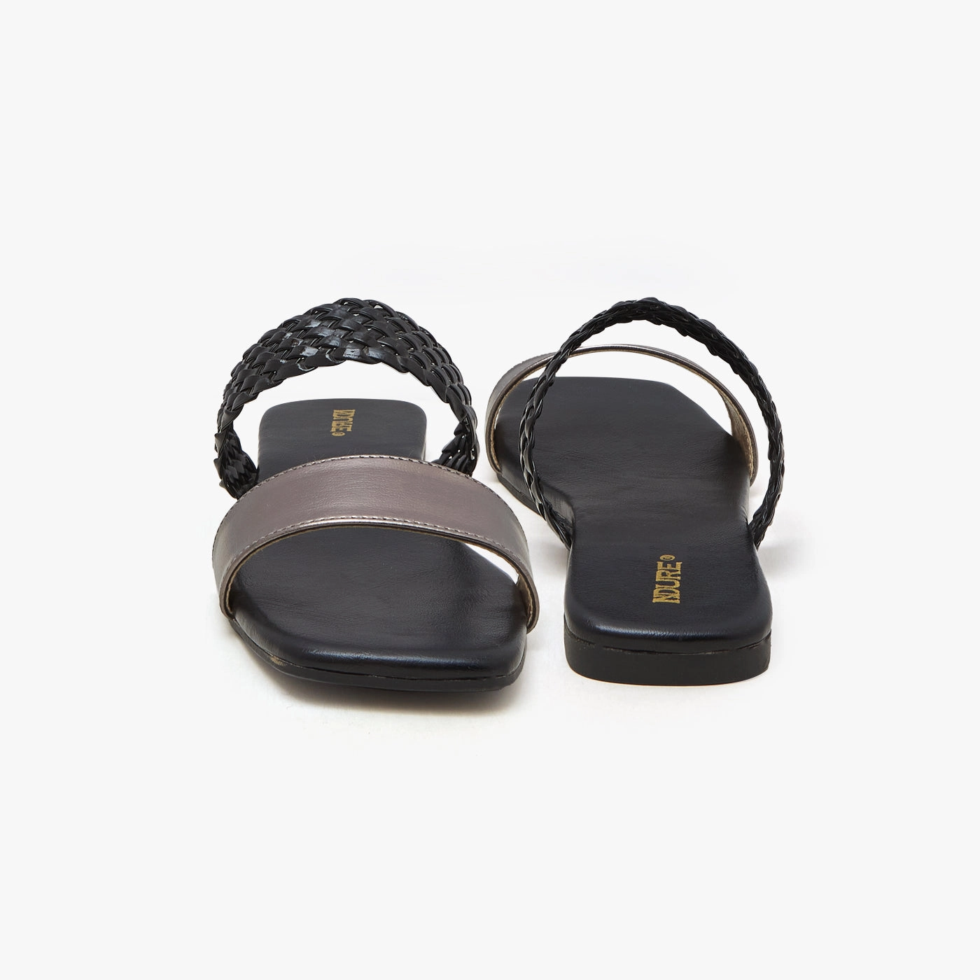 Non Skid Slippers For Seniors Women's Braided Metallic Flats