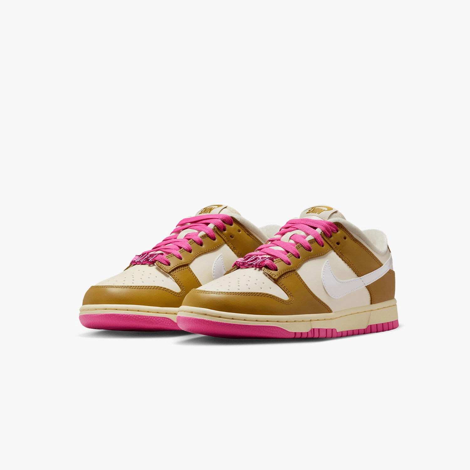 Women's Dunk Low SE "Just Do It Bronzine Playful Pink" Leather Nike Tennis Shoes