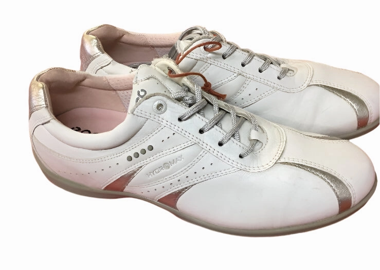 Women's ECCO Golf Spiked Shoes  40EU White/Silver Hydromax Leather Shoes At Amazon