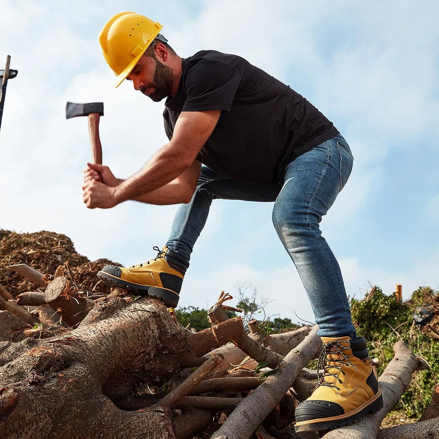 Warm Insulated Work Boots Men's Steel Toe Safety Work Boot