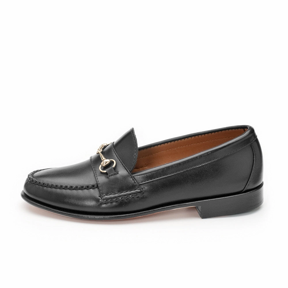 Women's Horsebit Loafers - Black Calf Loafers With Jeans And Socks