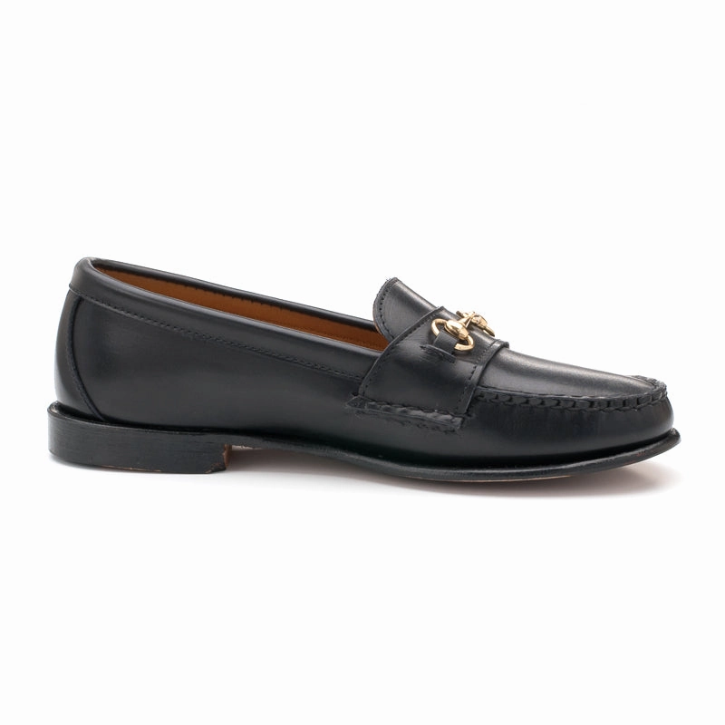Loafers Chunky Heel Women's Horsebit Loafers - Black Calf